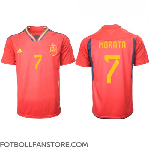 Spanien Alvaro Morata #7 Hemma matchtröja VM 2022 Kortärmad Billigt